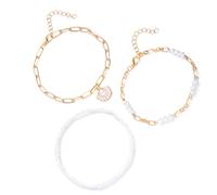 THINCAN Bracelet de cheville empilable pour femmes avec perles de coquillage bijoux de plage alliage de perles artificielles accessoires de mer sandales légères bijoux de pied compatibles, taille