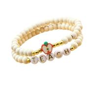 THINCAN Bracelet de perles de fruits en bois pour enseignant cadeau de remerciement pour femmes éducateurs scolaires accessoires de bracelet personnalisable Lamyba cadeaux pour enseignants