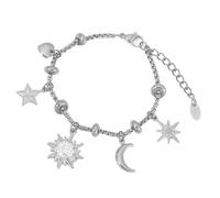 THINCAN Bracelet interchangeable en acier inoxydable doré argenté avec ornements en cristal unisexe accessoire océan série Sun Moon, Silver, Comme décrit, Comme décrit