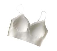 THINCAN Bralette légère dos nu bretelles spaghetti réglables sans croix sous fil Design Push Up Soutien gorge pour femmes Soutien-gorge confortable pour robes dos nu, Blanc., S