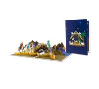 THINCAN Carte de vœux pop-up 3D sur le thème de Noël faite à la main - Cadeau de festival - Carte postale avec enveloppe - Carte surprise pour crèche