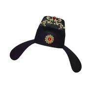 THINCAN Casquette de cérémonie traditionnelle adaptée aux voyages Design pliable Thème ancien officiel pour festival culturel Essentiel Gaze noire Accessoire historique