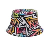 THINCAN Chapeau bob réversible imprimé graffiti respirant double imprimé large bord chapeau adulte été printemps pêcheur chapeau, 5, S/L