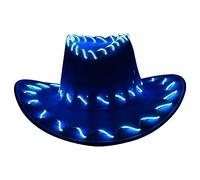 THINCAN Chapeau de cowboy lumineux Western Wide Bim Party Femmes LED Cowgirl a fabrication d'accessoires de costume FEDING FEDORA
