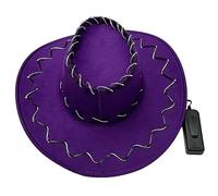 THINCAN Chapeau de cowboy lumineux Western Wide Bim Party Femmes LED Cowgirl a fabrication d'accessoires de costume FEDING FEDORA