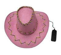 THINCAN Chapeau de cowboy lumineux Western Wide Bim Party Femmes LED Cowgirl a fabrication d'accessoires de costume FEDING FEDORA