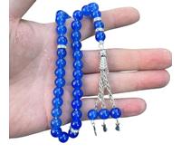 THINCAN Chapelet 33 perles Bracelet de prière en verre Bracelet Islamique Religieux Bijoux décoratifs Pompons décoratifs Fête Prière islamique Chapelet Pompons décoratifs Pompons