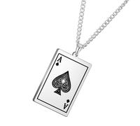 THINCAN Collier à breloques de carte de mode unisexe Bijoux Homme Présentant Texture en acier inoxydable Convient pour différentes occasions Collier bêche, taille unique, Comme décrit, Comme décrit