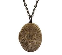 THINCAN Collier avec image ovale Meda Locket - Photo personnalisée - Pendentif en forme de lame de clé - En laiton - Bijoux gravés