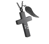 THINCAN Collier croisé monument pour animaux de compagnie - Cendres en métal résistant à la rouille - Guérisseur de dents avec cadre invisible Keepsakes - Collier croisé