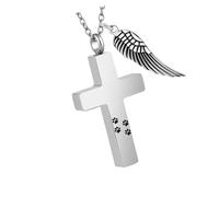 THINCAN Collier croisé monument pour animaux de compagnie - Cendres en métal résistant à la rouille - Guérisseur de dents avec cadre invisible Keepsakes - Collier croisé