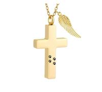 THINCAN Collier croisé monument pour animaux de compagnie - Cendres en métal résistant à la rouille - Guérisseur de dents avec cadre invisible Keepsakes - Collier croisé