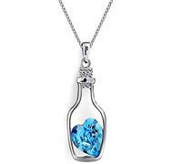 THINCAN Collier de bouteille de dérive à la mode Collier Amour Cœur Cristal Pendentif Collier Unique Déclaration Bijoux Bijoux Simple Femmes Charme Chaîne