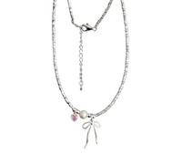 THINCAN Collier élégant avec nœud papillon en forme de cœur avec zircone et un accessoire de chaîne en argent délicat pour un événement romantique, un usage quotidien
