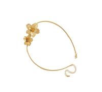 THINCAN Collier élégant en forme de goutte de fleur Longueur d'accord en alliage léger Chaîne de clavicule Bijoux polyvalents pour femmes Collier chauffant à fleurs froissé, taille unique, Comme