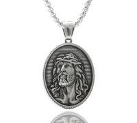 THINCAN Collier punk pour homme en acier inoxydable avec pendentif religieux unique - Bijou tendance conçu pour les hommes, taille unique, Comme décrit, Comme décrit