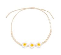 THINCAN Collier tissé à la main inspiré hawaïen avec des polymères d'argile de pruneria fleurs - Chaîne solide pour femme - Bijoux tressés à la main, taille unique, Comme décrit, Comme décrit