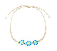 THINCAN Collier tissé à la main inspiré hawaïen avec des polymères d'argile de pruneria fleurs - Chaîne solide pour femme - Bijoux tressés à la main, taille unique, Comme décrit, Comme décrit