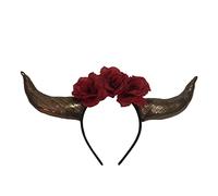 THINCAN Décoration florale d'Halloween - Forme de corne de bœuf - Paillettes - Bandeau - Film démon - Cheveux méchants - Gothique - Cosplay - Fête - Costume de tête