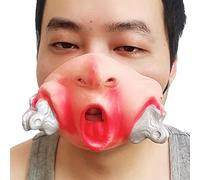 THINCAN Demi-masque facial en latex horrible masque de clown nouveauté drôle fête d'Halloween cosplay accessoires 3D horreur masque animal cadeau