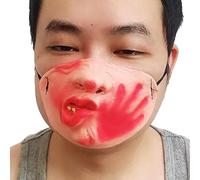 THINCAN Demi-masque facial en latex horrible masque de clown nouveauté drôle fête d'Halloween cosplay accessoires 3D horreur masque animal cadeau
