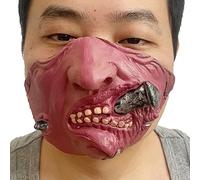 THINCAN Demi-masque facial en latex horrible masque de clown nouveauté drôle fête d'Halloween cosplay accessoires 3D horreur masque animal cadeau