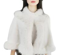 THINCAN Écharpe d'hiver en fourrure douce de luxe pour femmes élégante emballage noir léger et chaud pour événements en plein air excursions volé chaud, Blanc., taille unique