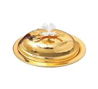 THINCAN Élégant bol de service à fruits en métal Golden Snacks Plateau Plat au beurre fait à la main avec couvercle pour table à manger