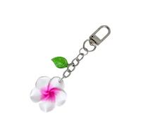 THINCAN Élégant charme de sac léger frangipanier porte-clés fleur pendentif fleur porte-clés accessoires pour sac à main sac à dos utiliser porte-clés, Blanc., taille unique
