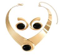 THINCAN Ensemble de bijoux géométriques - Accessoire léger et confortable - Collier et boucles d'oreilles pour tenues à la mode - Bijoux géométriques tendance pour les fêtes, taille unique, comme