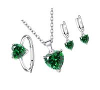 THINCAN Ensemble de bijoux minimalistes en zircone cubique en forme de cœur avec collier, boucles d'oreilles, bagues polyvalentes options de correspondance pour les fêtes, les rassemblements, ensemble