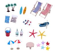 THINCAN Ensemble de décoration de scène de plage avec coquillages réalistes parasol chaise de sable pour enfants comment faire des jeux de scène de jeu accessoire réaliste poupée maison accessoires de