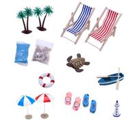 THINCAN Ensemble de décoration de scène de plage avec coquillages réalistes parasol chaise de sable pour enfants comment faire des jeux de scène de jeu accessoire réaliste poupée maison accessoires de