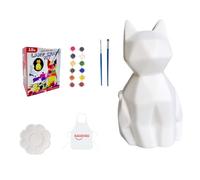 THINCAN Ensemble de lampes de chat peintes à la main - Multifonctionnel - Forme de chat - Lampe de peinture pour enfants - Activité pour cadeau d'anniversaire