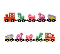 THINCAN Ensemble de train en bois magnétique sur le thème des dinosaures - Jouet éducatif pour l'apprentissage précoce - Jeu à main pour enfants - Jouet de coordination des yeux