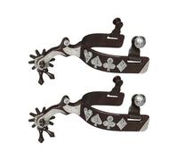 THINCAN Éperons d'équitation occidentale en métal solide Styles antiquités Éperons Décoratifs Allemand Plaqué Argent Bronze Gravé Chevaux en Métal