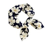 THINCAN Foulard respirant pour femme en coton et lin Tissu mélangé Foulard et foulard à la mode pour le sommeil nocturne et la décoration de sac à main Foulards légers pour femmes, Bleu marine - Motif