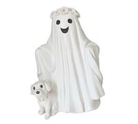 THINCAN Halloween Ghostly Dog Statue Résine Sculpture Horreur Extérieure pour Jardin Pièce maîtresse Halloween Fantôme