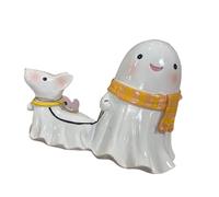THINCAN Halloween Ghostly Dog Statue Résine Sculpture Horreur Extérieure pour Jardin Pièce maîtresse Halloween Fantôme