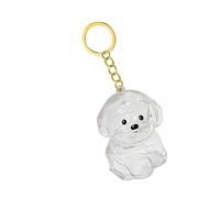 THINCAN Heesakes Porte-clés en forme de chien miniature avec poils de chien Transparent Boîte à mémoire de forme pour garder les souvenirs de perte de âme