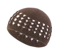 THINCAN Hiver Musulmans Adultes Crochet Élastique Protection Oreille Islamique Église Hiver Prière Chaud Fourniture Islamique Hommes Musulmans Skull Protecteurs Casquettes Tête Coton Prière, café