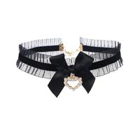 THINCAN Joli pendentif en forme de cœur avec nœud papillon - Collier élégant - Col de cou - Tempérament - Collier bijoux - Chaîne