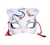 THINCAN Kitsune Masque de chat pour mascarade Halloween Balls Party Costume Cosplay Kimono japonais Kabukis Renard Accessoire Cats Masque Halloween Animal Cosplay Costume