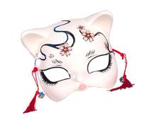 THINCAN Kitsune Masque de chat pour mascarade Halloween Balls Party Costume Cosplay Kimono japonais Kabukis Renard Accessoire Cats Masque Halloween Animal Cosplay Costume