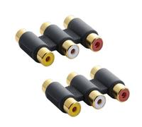THINCAN Lot de 2 adaptateurs coupleurs AV plaqués or pour l'extension des jeux vidéo et du home cinéma - Câbles 3RCA