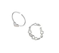 THINCAN Lot de 2 bagues tendance en forme de cœur - Anneaux ouverts - Confortable - Accessoire de fête - Alliage texturé en métal