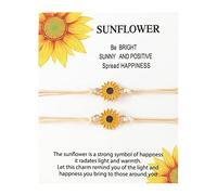 THINCAN Lot de 2 bracelets tournesol pour femmes et filles - Bracelet d'amitié - Bijoux décoratifs - Cadeau pour les amis et les couples - Tournesol - Bracelets pour femmes