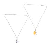 THINCAN Lot de 2 colliers d'amitié élégants en alliage avec pendentif soleil et lune pour les amoureux qui conviennent pour des occasions spéciales