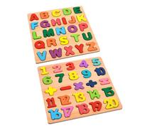 THINCAN Lot de 26 blocs de lettres en bois colorés pour enfants - Plus de 3 jeux éducatifs - Forme préscolaire et reconnaissance des motifs