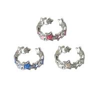 THINCAN Lot de 3 bagues punk Five Spoced Star - Pour Halloween - Unisexe - Cadeau d'anniversaire de Noël - Réglable
